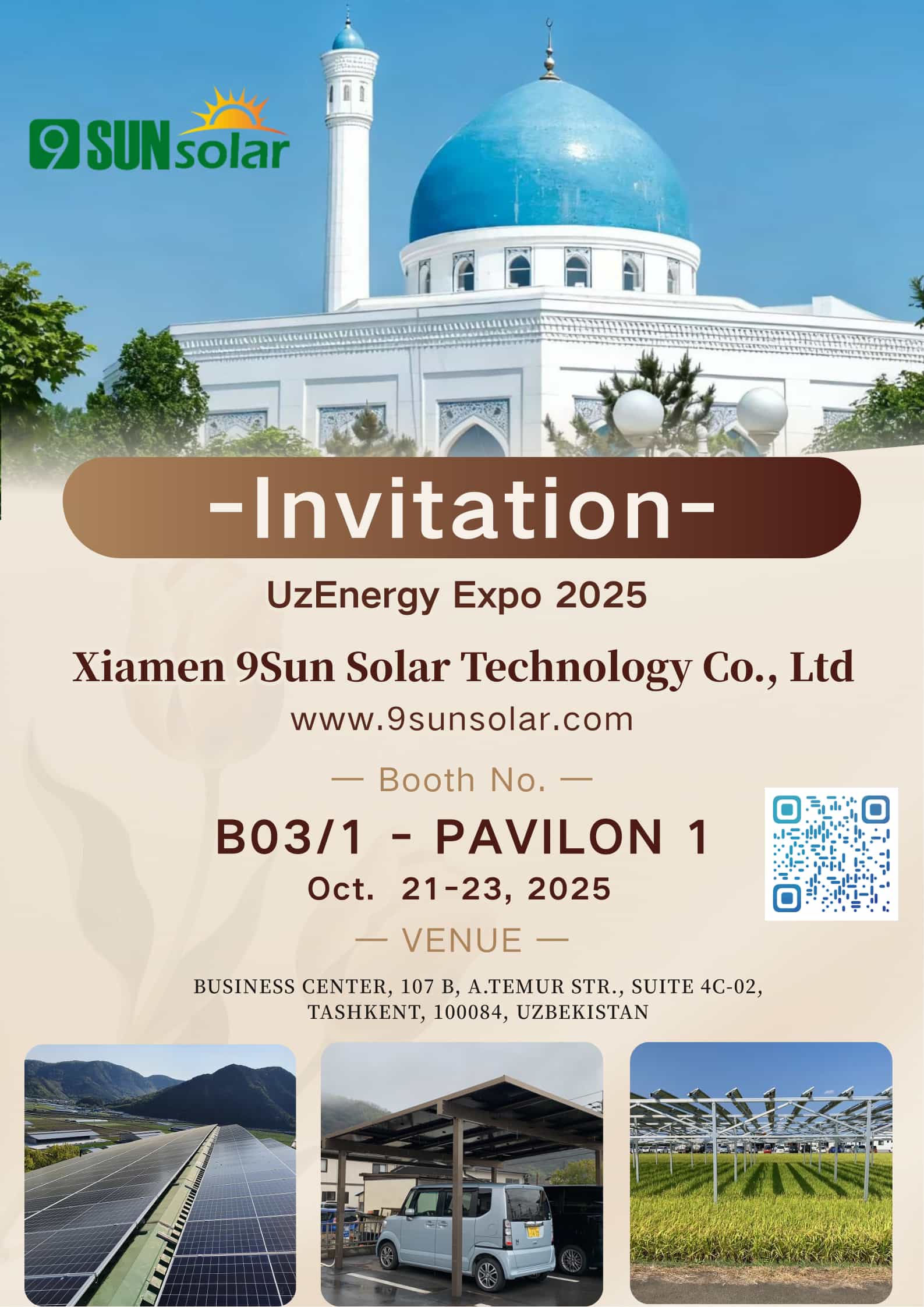 プレスリリース：9Sun Solarがウズベキスタンで開催されるUzEnergy Expo 2025にご招待